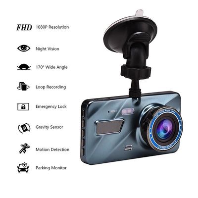 4 inch WDR bewegingsgeactiveerde dashcam autodashboardcamera met dubbele GPS-lens