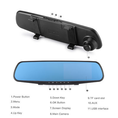 OEM dubbele camera's 2-kanaals Blackbox DVR Dash Cam achteruitkijkspiegel Full HD1080p