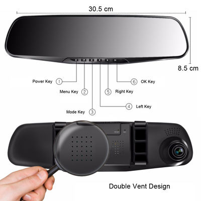 Auto Dash Cam Recorder 4.3&quot; LCD FHD 1080p DVR GC1054-sensor voor en achter