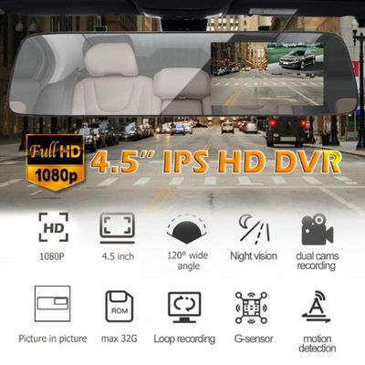 FHD 1080P Mini Parking Monitoring Achteruitkijkspiegel Autorecorder Dual Lens Camera 5V