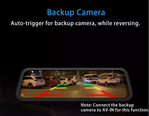 9,66 inch bewegingsgeactiveerde dashcam Volledig 2.5D touchscreen voor-achteropname