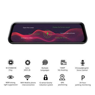 10 inch 1440P 1080P Dashboard Dash Cam WIFI GPS Nachtzicht