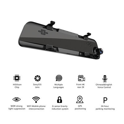 4K Voor Achter Dashcam Achteruitkijkspiegel Auto Recorder 3840x2160P 25fps