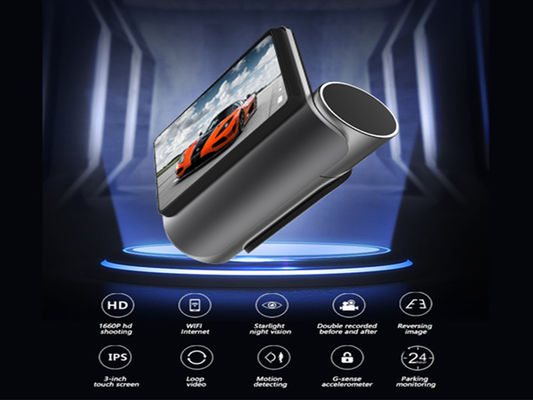 Auto ADAS Touchscreen Dash Cam WIFI GPS Dubbele lens Ingebouwde DVR-recorder