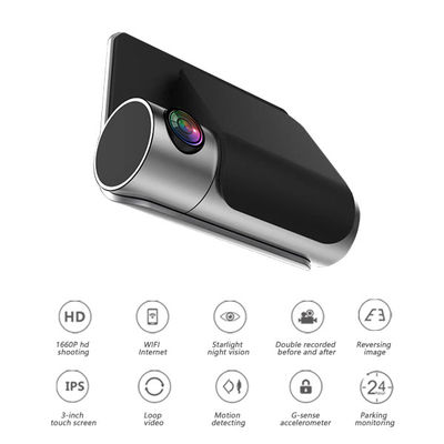 Auto ADAS Touchscreen Dash Cam WIFI GPS Dubbele lens Ingebouwde DVR-recorder