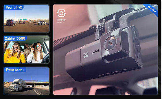 WDR 128GB 4K GPS Dash Cam Dash Mounted Camera 3 Kanalen