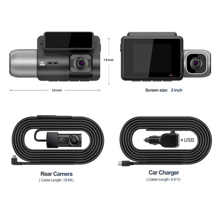 4K IPS-display Sony Vision Board Dash Cam met cabinecamera 3-kanaals