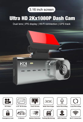 WIFI APP IPS Volledig scherm GPS Dashboard Camerarecorder Spiegel 3,16 inch