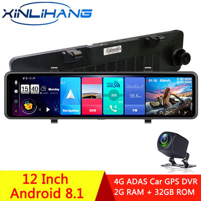 Android 8.1 4G Achteruitkijkspiegel 1080P Full Hd Auto DVR Voertuig Blackbox 12 Inch Dual Lens