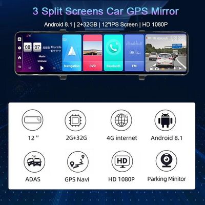 WDR achteruitrijdashcam met snelheidsmeter Android 8.1 2G RAM 32G ROM GPS-navigatie