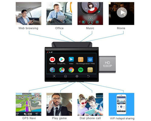 3 &quot;Android 8.1 4G Dvr Front Camera Kamera Auto Camcorder HD1080P GPS Navigatie