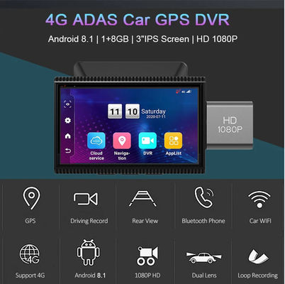 Android IPS 4G Auto DVR Ingebouwde GPS Navigator WIFI Videorecorder voor bewaking op afstand