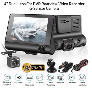 Groothoek 4 inch digitale auto DVR Drie lens Dash Cam Black Box videorecorder G-sensor