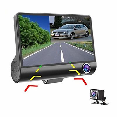 Groothoek 4 inch digitale auto DVR Drie lens Dash Cam Black Box videorecorder G-sensor