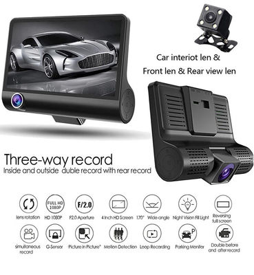 4 Inch IPS Scherm Camera Auto Camcorder FHD 1080p DVR Met 3 Beveiligingscamera's