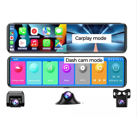 AHD1080P Android Draadloze Carplay Achteruitkijkspiegel DVR WIFI GPS 3 Cams