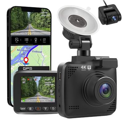 Van de de Nachtvisie 4K GPS van SONY IMX335 het Streepjenok Dual Camera de Autocamera van 170 Graadgezichtsveld DVR