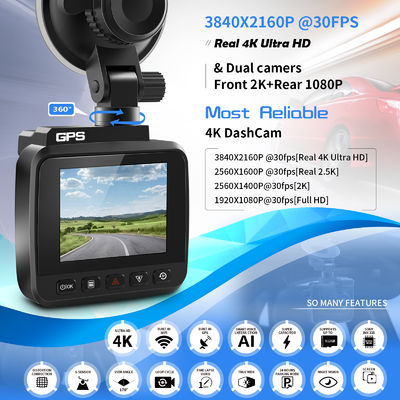 70mi van de de Lens4k UHD Opname van de streepjenok Dubbele van de de Autocamera DVR de g-Sensor van de de Nachtvisie WDR Ingebouwde GPS WiFi Motieopsporing