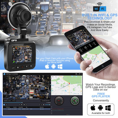 V53 van de het Parkerenmonitor 170°FOV van de Streepjenok 4K UHD Sony Night Vision Dash Cam Dual Camera GPS WiFi Dashcam 24H de Autocamera dvr
